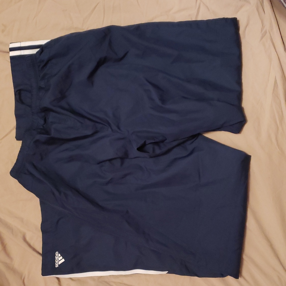 Adidas Dark Blue Track Pants with White Stripes S - Picture 2 of 3